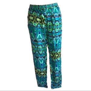 Blue and green soft summer pants